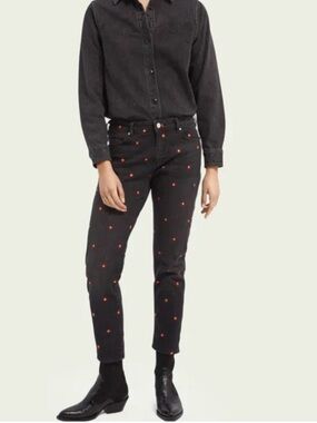 Scotch & Soda Sun Burst Petit Ami Slim Boyfriend Jeans Black Size 31/32